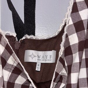 WAYF Chocolate and Ivory Checkered Dress